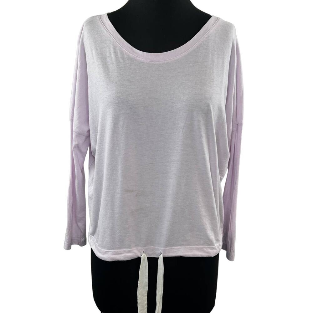 Eberjey Light Pink Long Sleeve Drawstring Hem Pullover Drop Shoulder Relaxed M